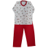 0350 Pijama Comprido Vermelho com Urso Marrom  +R$ 65,00